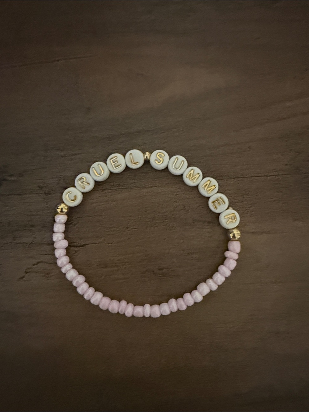 Cruel Summer Pink Beaded Stretch Bracelet - Gold Accent